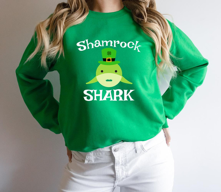 St Patrick's Day Shirts, Shamrock Shark 2ST-22W Sweatshirt