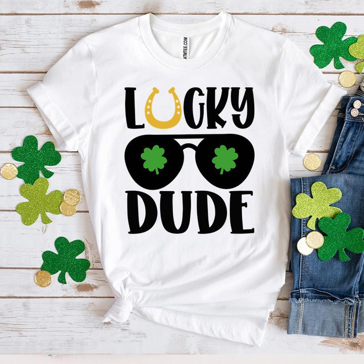 Happy St Patrick's Day Shirts Shamrock Irish, Lucky Dude 5SP-54 T-Shirt