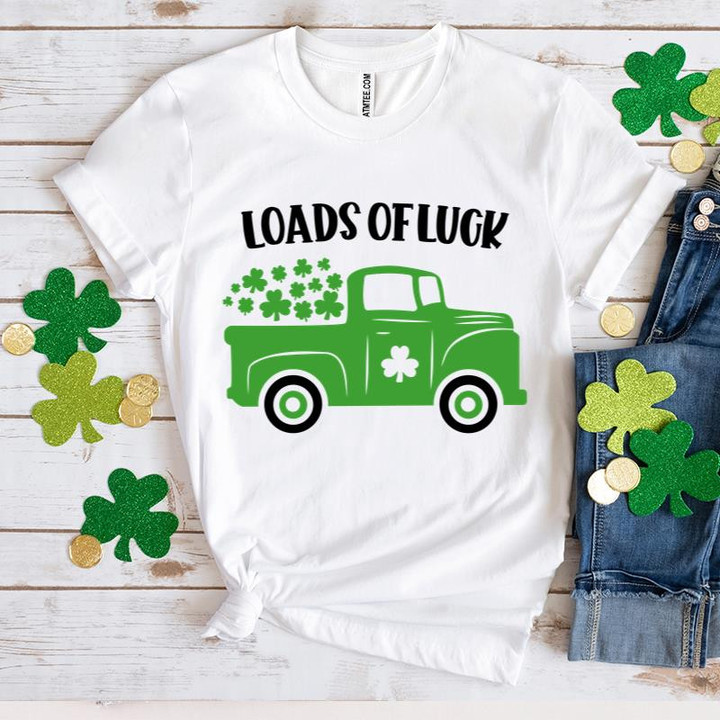 St Patrick's Day Shirts, Shamrocks Shirt Loads Of Luck Green Truck Shirt 5SP-44 T-Shirt