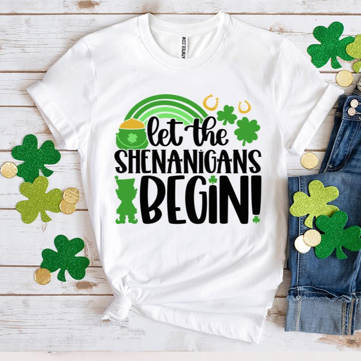 St Patrick's Day Shirts, Let The Shenanigans Begin Shamrock Irish Shirt 5SP-40 T-Shirt