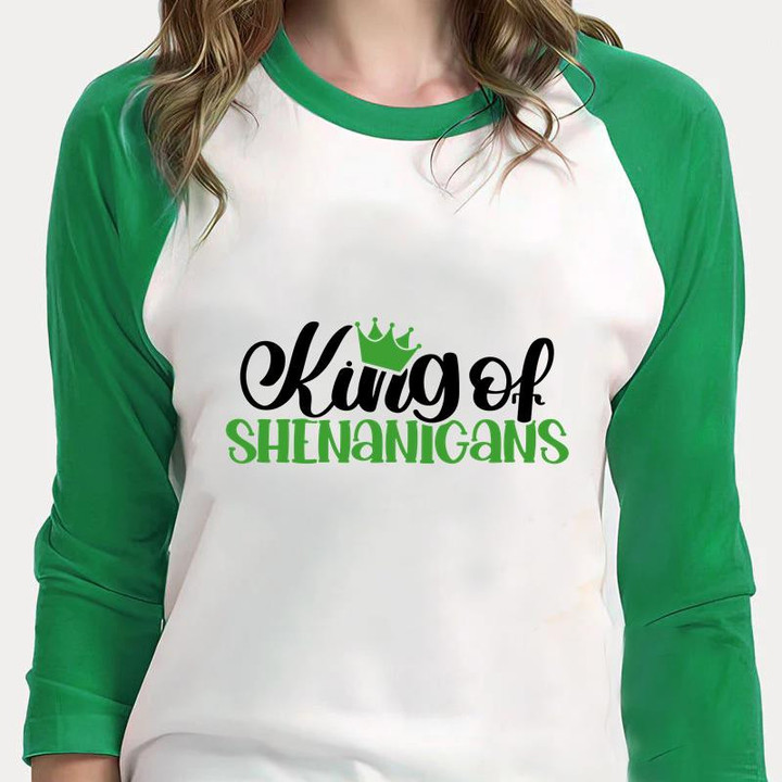 St Patrick's Day Shirts, King Of Shenanigans 5SP-36 3/4 Sleeve Raglan