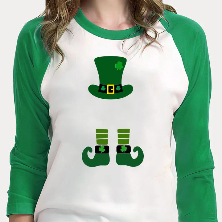Happy St Patrick's Day Shirts, Shamrock Shirt, Leprechaun Frame 2SP-14 3/4 Sleeve Raglan