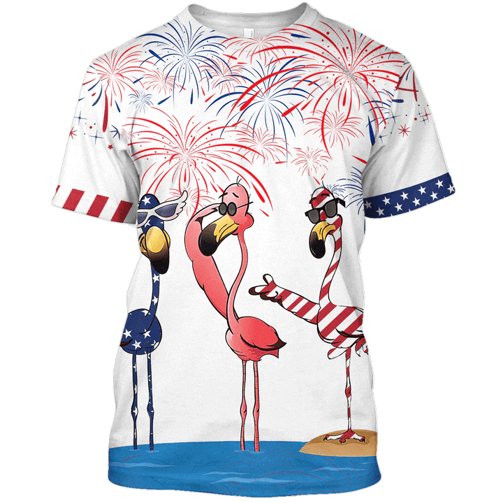 Flammingo 4th of july independence day 3D Tshirt, Gift for independence day