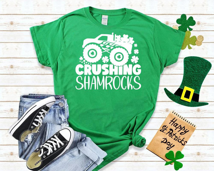 St Patrick's Day Shirts, Patrick Day Shirt Irish Monster Truck Shamrock Boys 1STW 13 T-Shirt