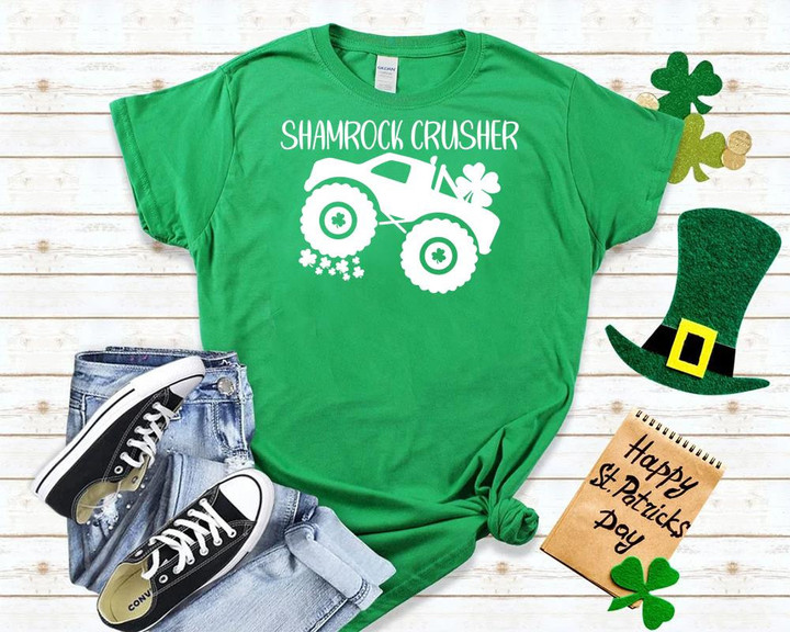 St Patrick's Day Shirts, St Patricks Shirts Irish Monster Truck Shamrock Boys 1STW 12 T-Shirt