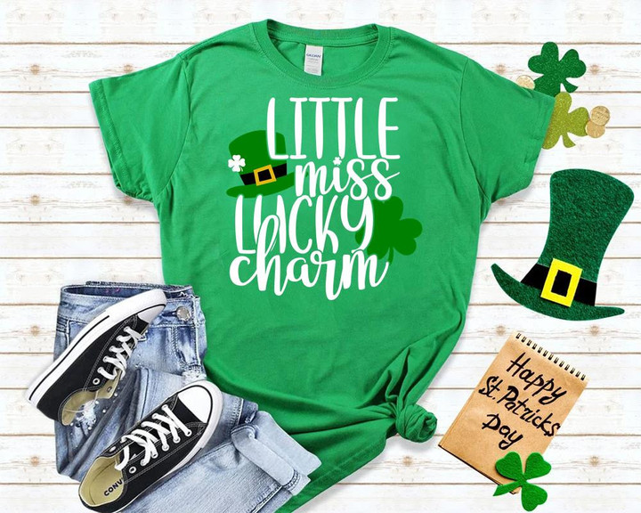St Patrick's Day Shirts, Little Miss Lucky Charm Shamrock 1STW 21 T-Shirt