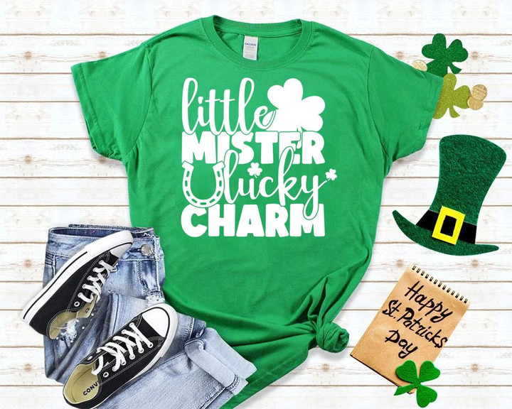 St Patrick's Day Shirts, Little Mister Lucky Shamrock 1STW 24 T-Shirt