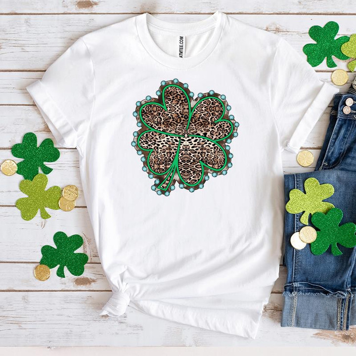 St Patrick's Day Shirts, Leopard Shamrock Shirt, Lucky Leopard Irish 6SP-46 T-Shirt