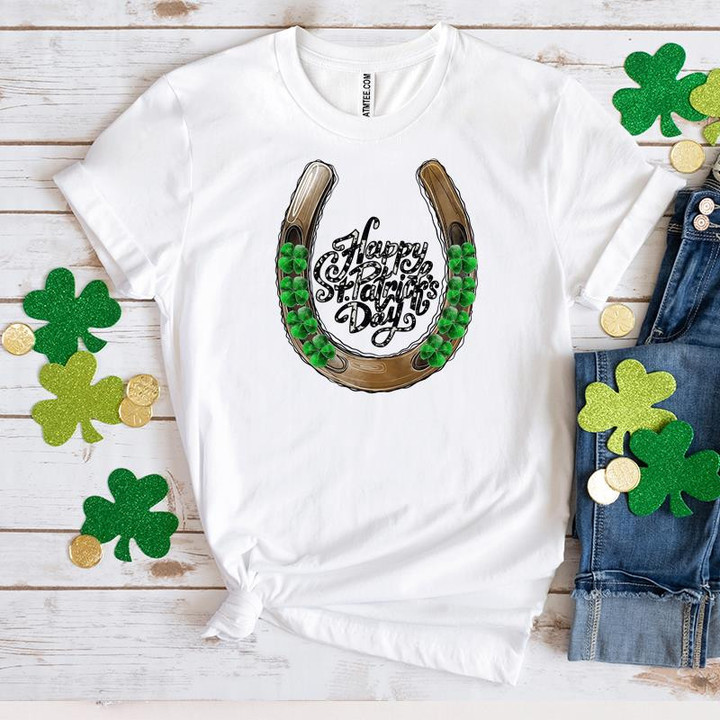 St Patrick's Day Shirts Shamrocks Happy St.Patricks Day Horseshoe Irish 6SP-12 T-Shirt