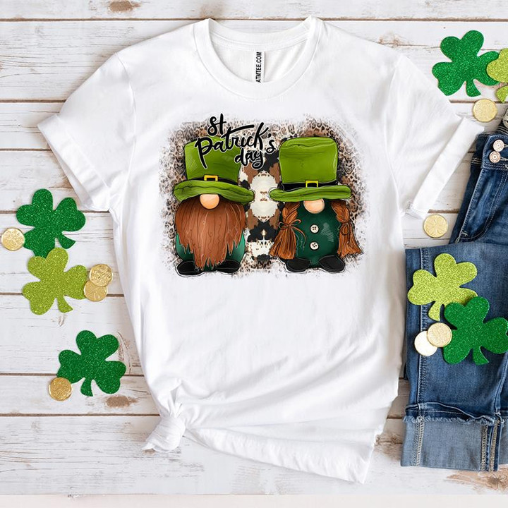 Gnomes St Patrick's Day Shirts, Lucky Gnome, Leopard Gnome Irish 6SP-48 T-Shirt