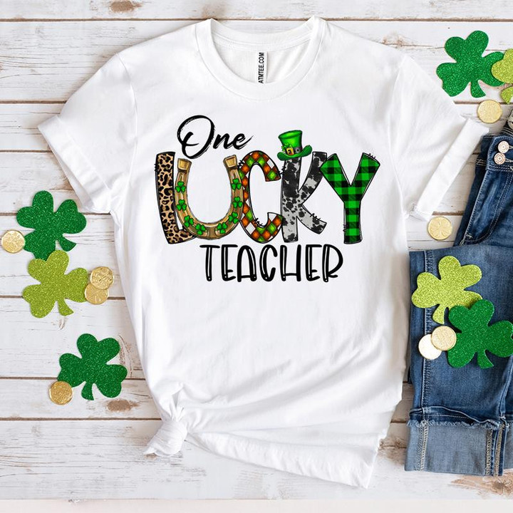 St Patrick's Day Shirts Shamrocks One Lucky Teacher Irish 6SP-28 T-Shirt