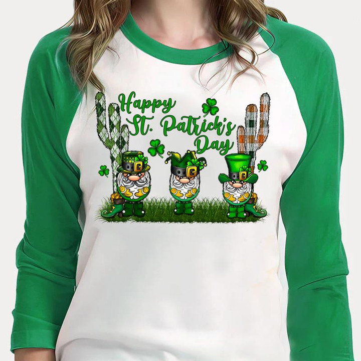 St Patrick's Day Shirts Shamrocks Happy St.Patricks Day Irish 6SP-13 3/4 Sleeve Raglan