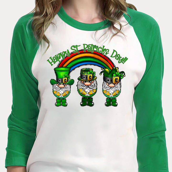 St Patrick's Day Shirts Shamrocks Happy St.Patricks Day Irish 6SP-15 3/4 Sleeve Raglan