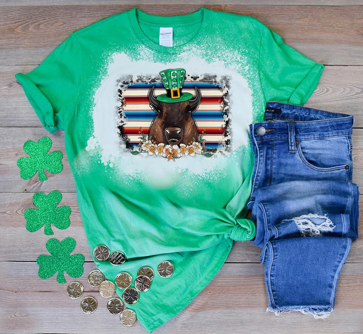 St Patrick's Day Shirts Shamrocks St.Patricks Day Bison Irish 6SP-33 Bleach Shirt