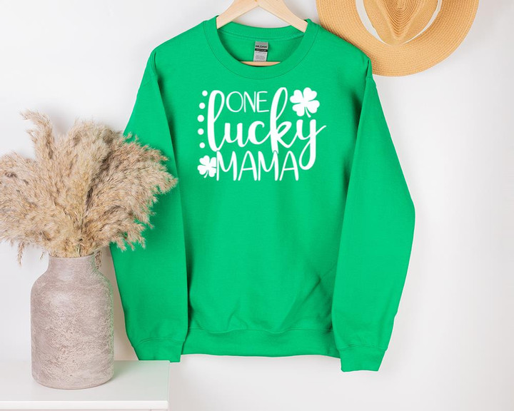 St Patrick's Day Shirts, Lucky Shirt, Shamrock Mama Shirt, One Lucky Mama 1STW 86U Sweatshirt