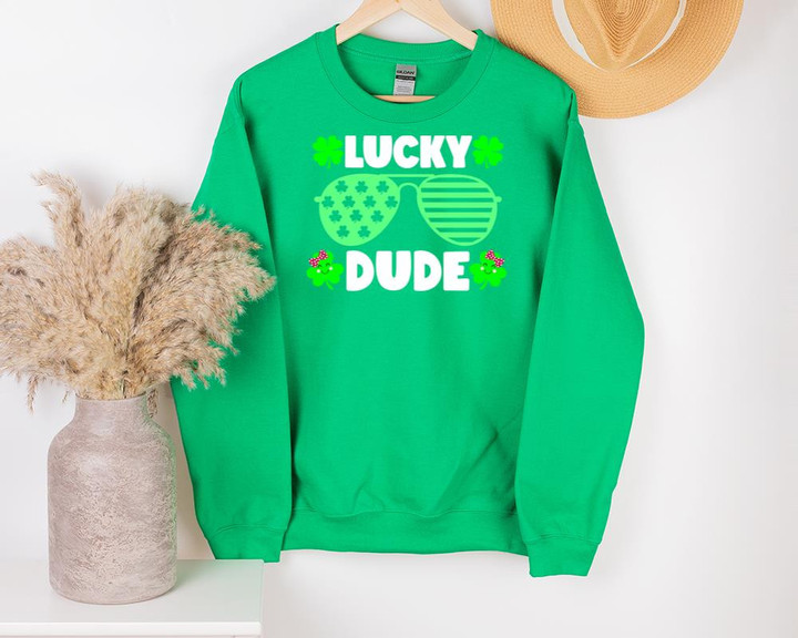 St Patrick's Day Shirts, Shamrock Shirt, Lucky Dude Shirt 1STW 95U Sweatshirt