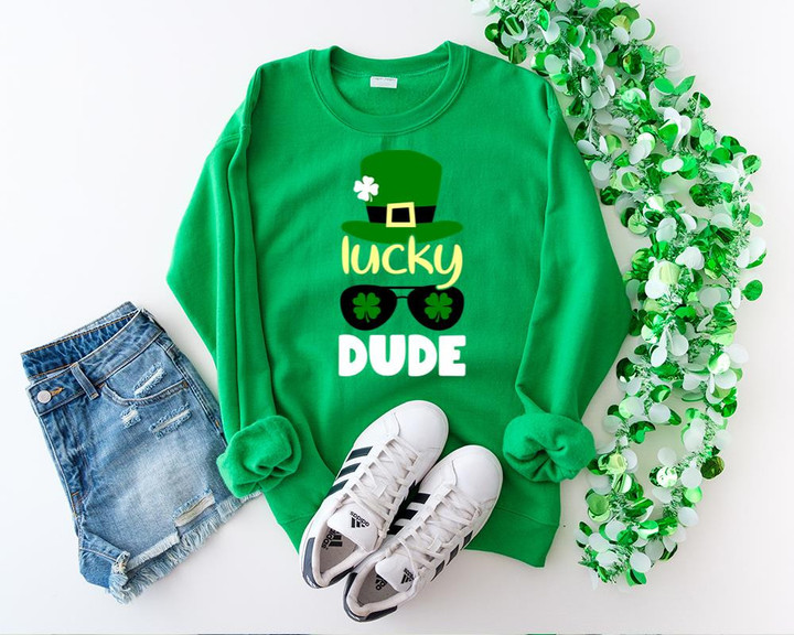 Funny St Patrick's Day Shirts, Lucky Dude Shirt 1STW 97 Long Sleeve