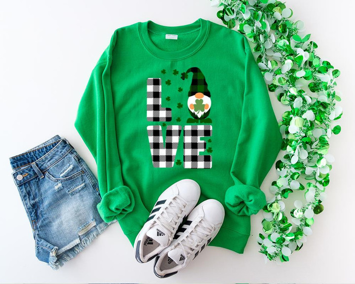 St Patrick's Day Shirts, Shamrock Shirt, Love Gnomes 1STW 66 Long Sleeve