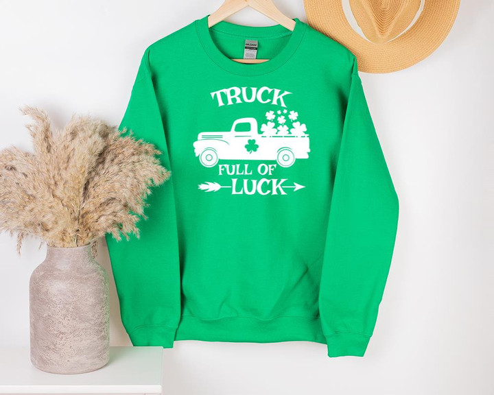St Patrick_s Day Shirts, Truck Full Of Luck 2ST-04WU Sweatshirt