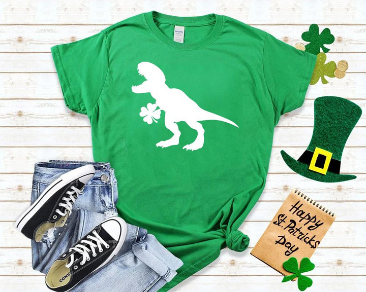 St Patrick_s Day Shirts, Shamrock Irish Dinorsaur Shirt 2ST-95W T-Shirt