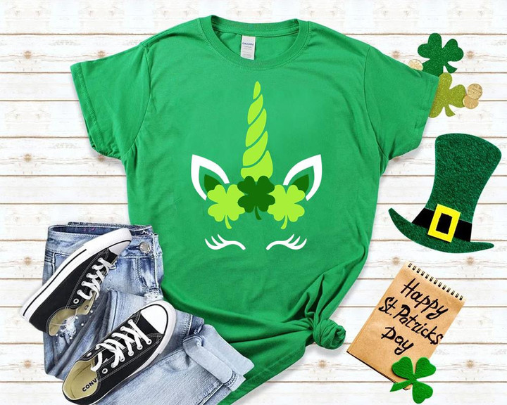 Happy St. Patricks Day Shirt, Shamrock Irish Shirt, Cute Unicorn 2ST-41W T-Shirt