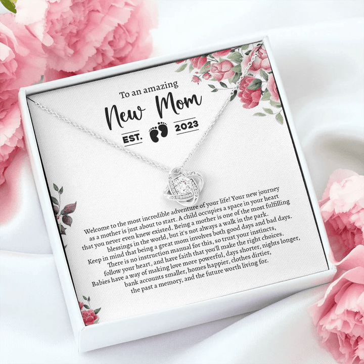 Gifts For New Moms, To An Amazing New Mom Love Knot Necklace