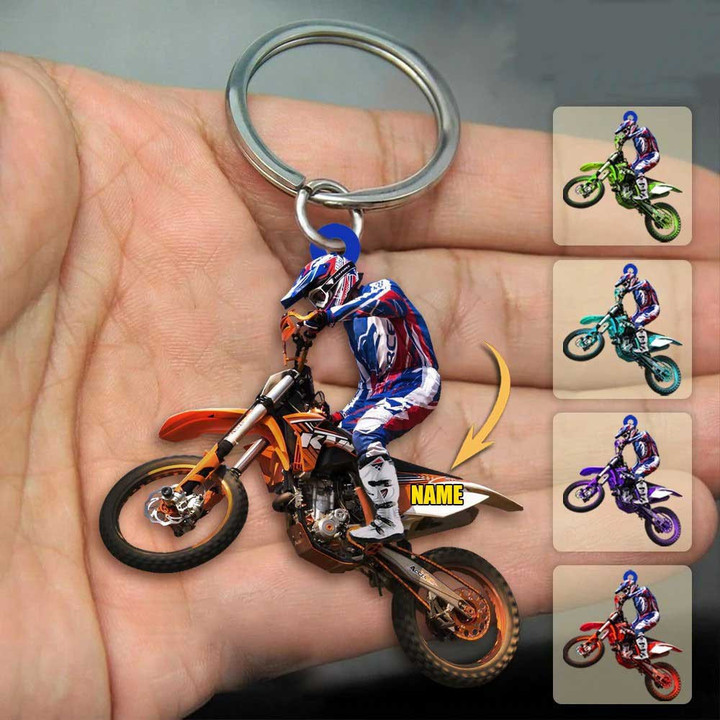 Personalized Motorbike Racing Flat Acrylic 2D Keychain, Custom Motorbike 2D Keychain for Motorcycle Lover