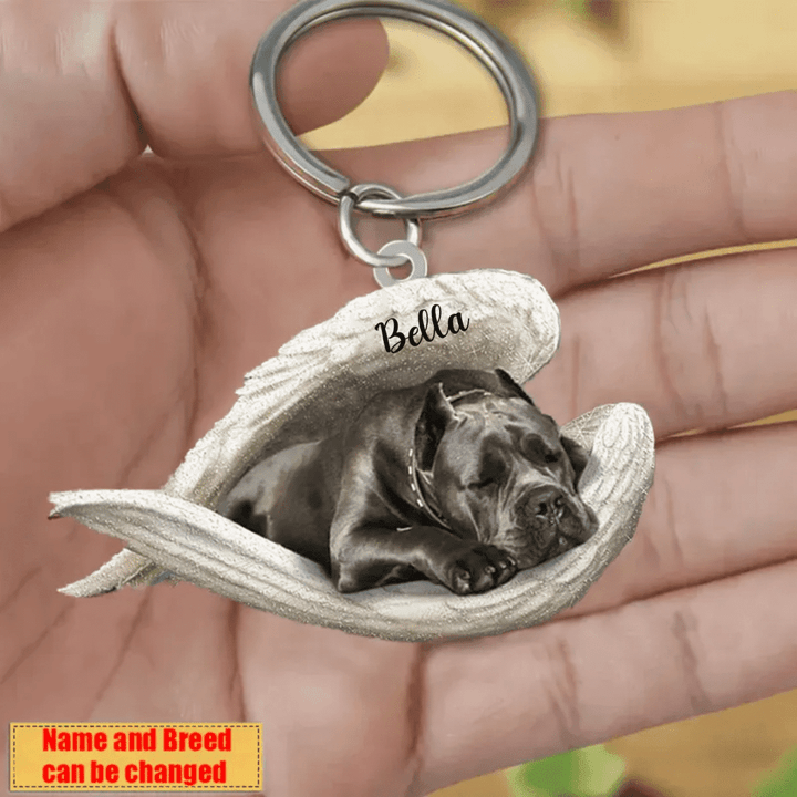 Personalized Wheaten Terrier Angel 2D Keychain In The Wings Acrylic 2D Keychain Memorial Dog Gifts