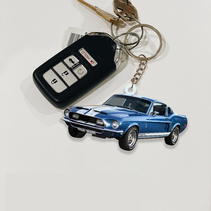 Personalized Car Shelby Mustang 2D Keychain, Custom Photo Flat Acrylic 2D Keychain