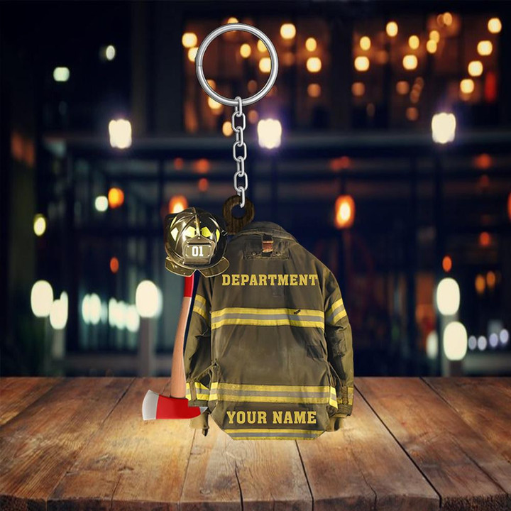 Personalized Firefighter 2D Keychain, Custom Shaped Flat 2D Keychain, Gift for Firefighter