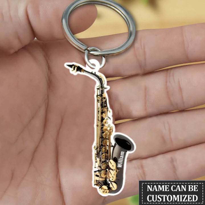 Personalized Saxophone Acrylic 2D Keychain for Saxophone Players
