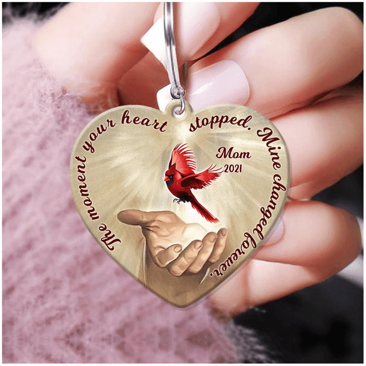 Customized Cardinal Memorial 2D Keychain for Mom, Grandma , Dad, Papa Mother's Day 2D Keychain