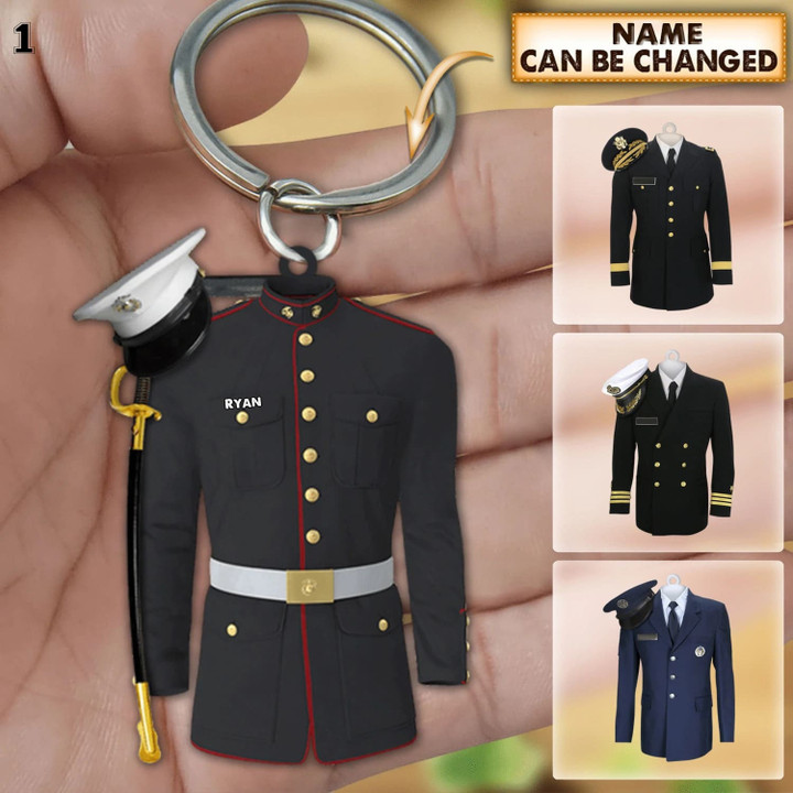 Personalized Military Uniform 2D Keychain - Custom Name Acrylic Military 2D Keychain for Officer, Soldiers