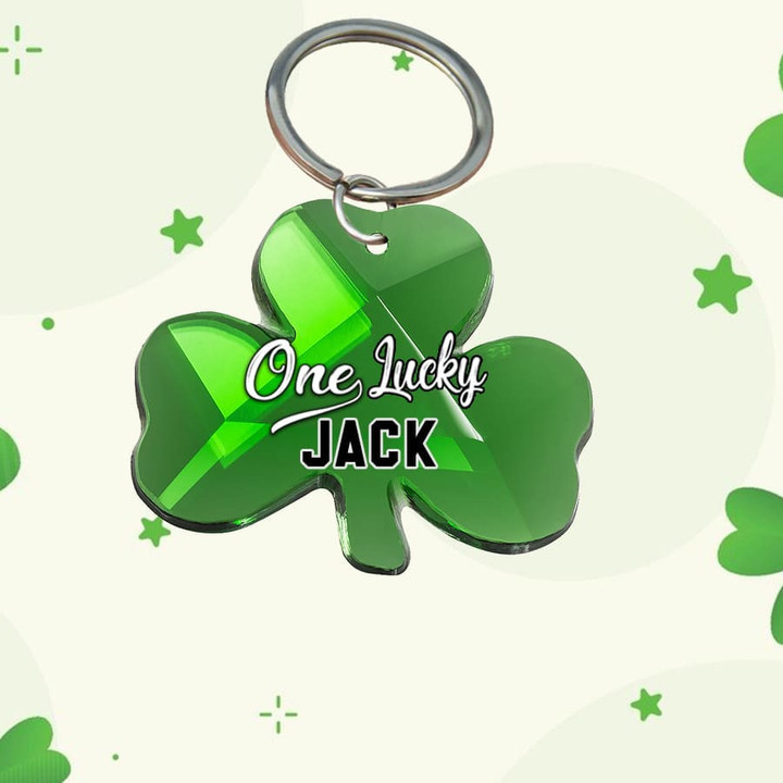 Personalized One Lucky St Patrick's Day 2D Keychain, Custom Name Acrylic Flat 2D Keychain for Patricks Day