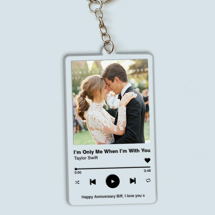 Customize Song 2D Keychain Personalized Album Keyring Music Couple 2D Keychain for Wife