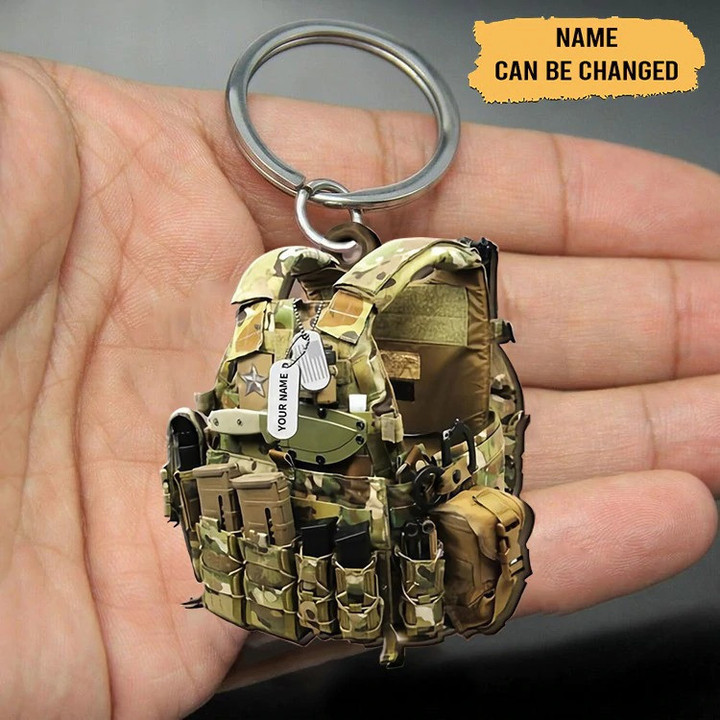 Personalized Tactical Vests Acrylic 2D Keychain for Soldiers, Soldiers 2D Keychain for Dad, Him