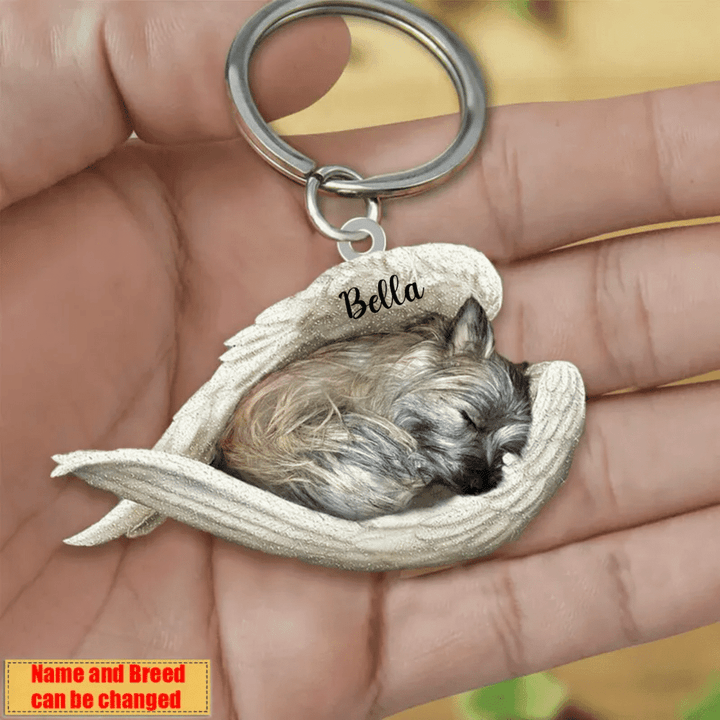 Personalized Cairn Terrier Angel 2D Keychain In The Wings Acrylic 2D Keychain Memorial Dog Gifts