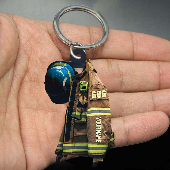 Personalized Fire Marshal Deputy Firefighter 2D Keychain, Custom Name Flat Acrylic 2D Keychain for Fire Marshal Deputy