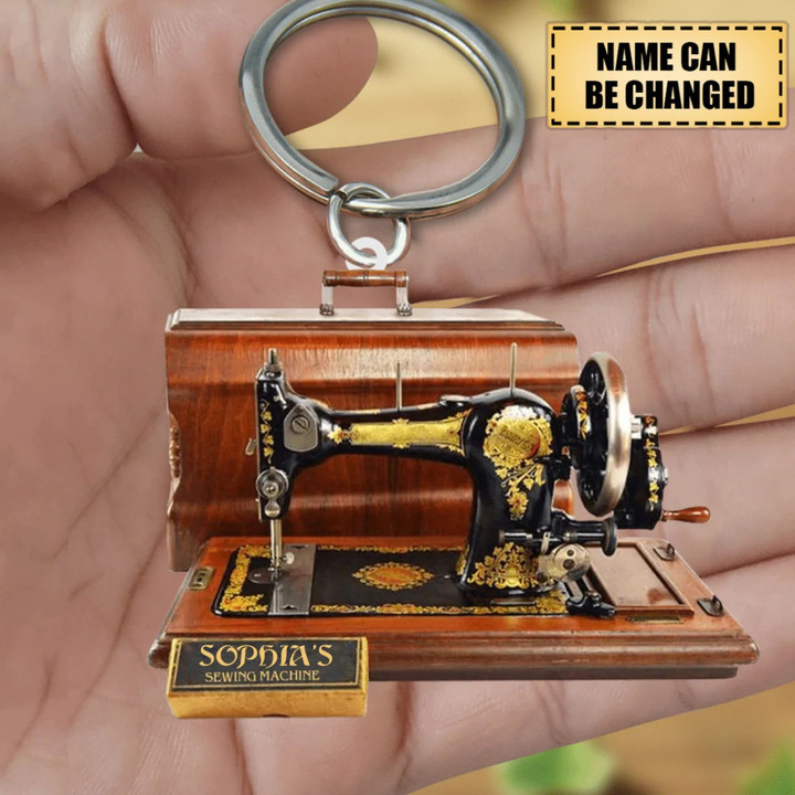 Personalized Sewing Machine Wooden & Acrylic 2D Keychain - Gift For Sewing Lovers, Sewing Mom 2D Keychains