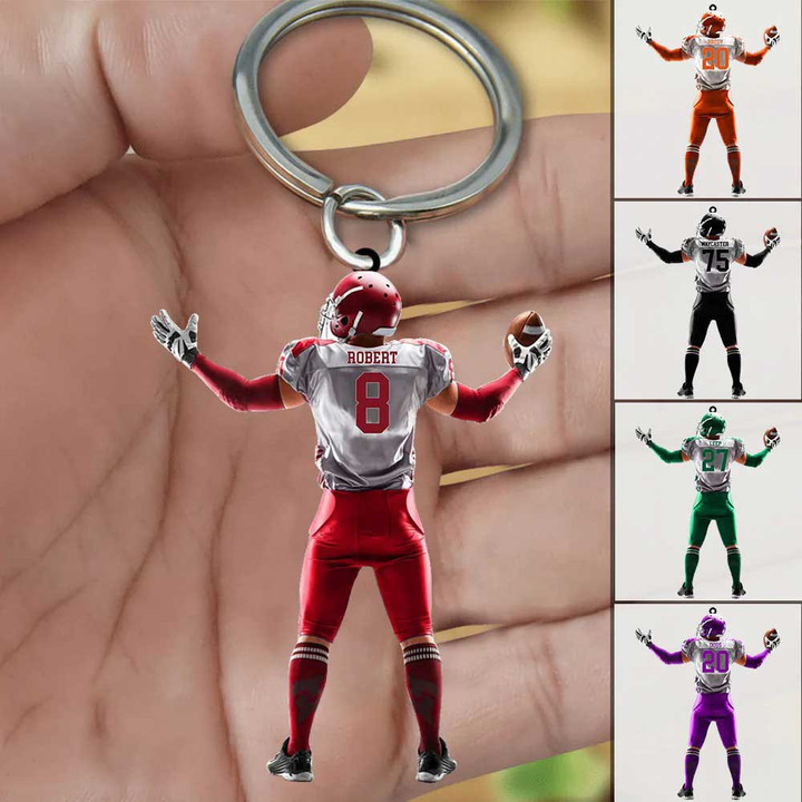 Personalized American Football Acrylic 2D Keychain Great Christmas Gift Idea For Football Player Lovers