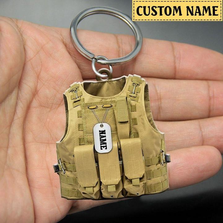 Personalized Veteran Bullet Proof Shirt Gift For Veteran Acrylic 2D Keychain