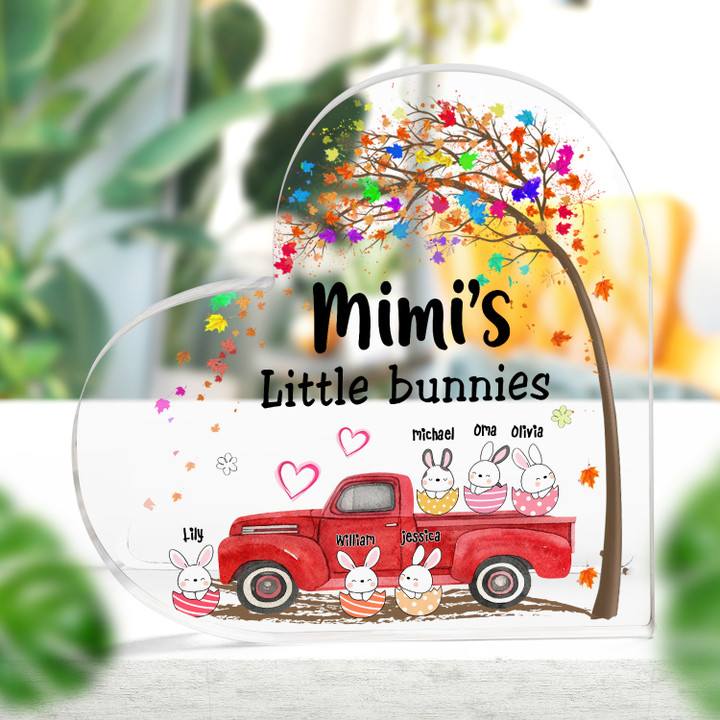 Personalized Mimi's Little Bunnies Heart Acrylic Plaque, Mimis Peeps, Easter Day House Decor