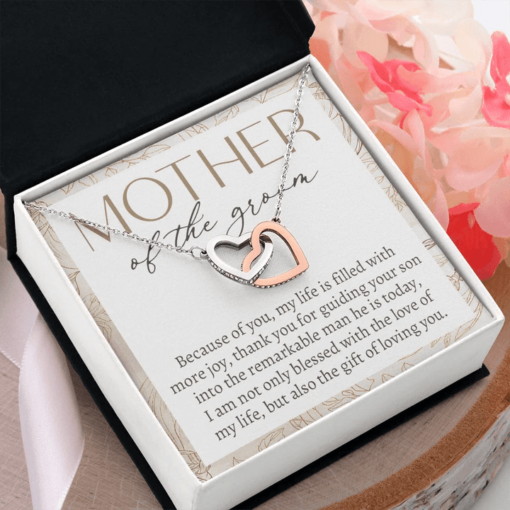Mother's Day Gift, Mother Of The Groom Interlocking Hearts Necklace