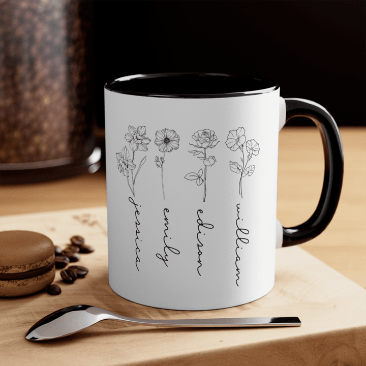 Custom Birth Month Birth Flower Accent Coffee Mug, Plant Mom Mug, Custom Mom Mug, Mother's Day Gift NV040423