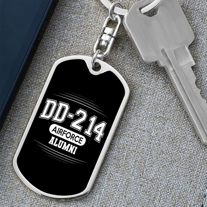 DD214 Airforce Alumni Veteran Dog Tag Keychain