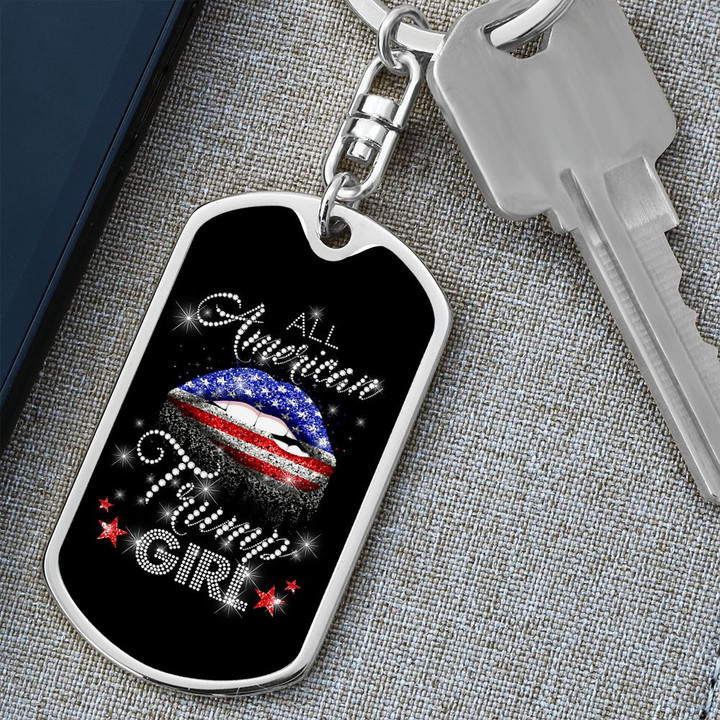All American Trump Girl Dog Tag Keychain