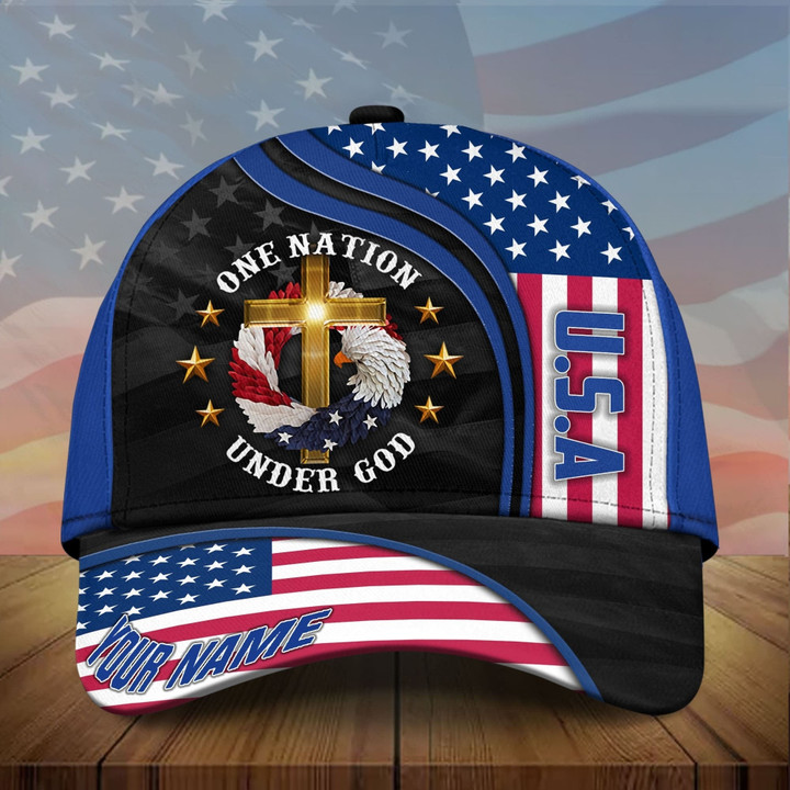 Personalized Premium Eagle Usa Baseball Cap One Nation Under God 3D Printed Classic Hat Multicolor