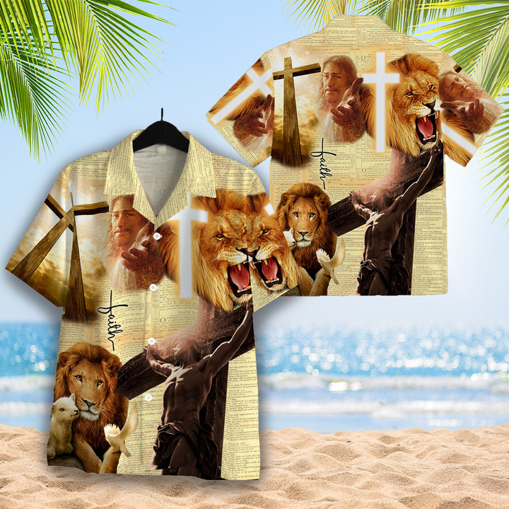Faith Lion Lamb Jesus 3D Hawaiian Shirt