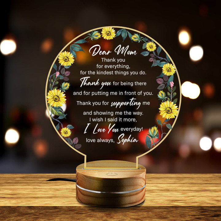 Mothers Day Gift For Mom Personalized Mom Thank You For Everything Led Night Light NV050423