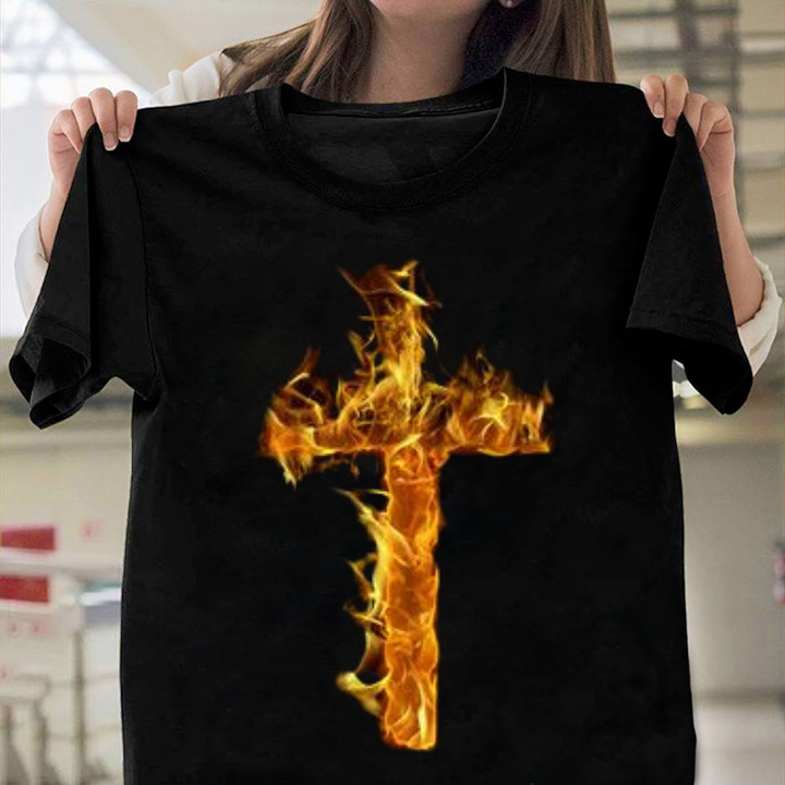Jesus Cross Fire T-shirt, Christian Shirt
